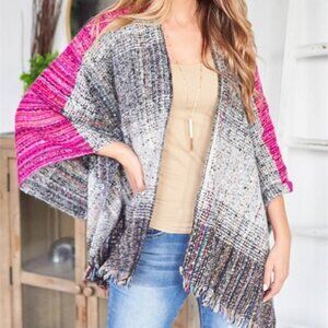 Multi Color Knit Sweater Shawl Wrap